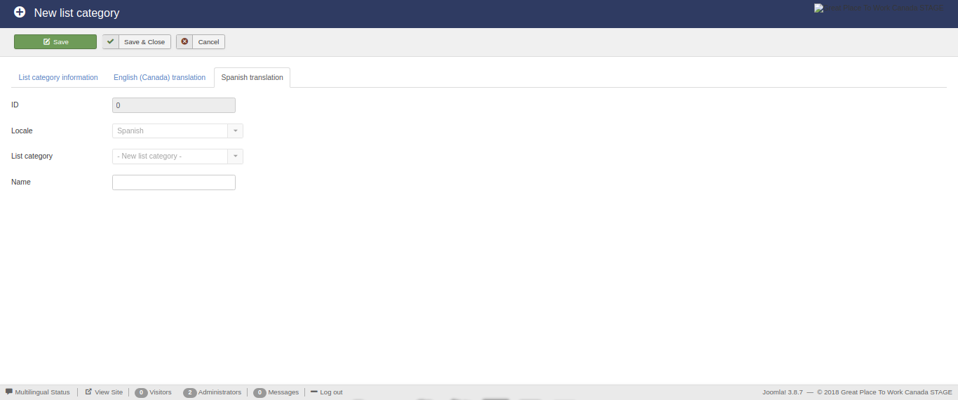 List category translation