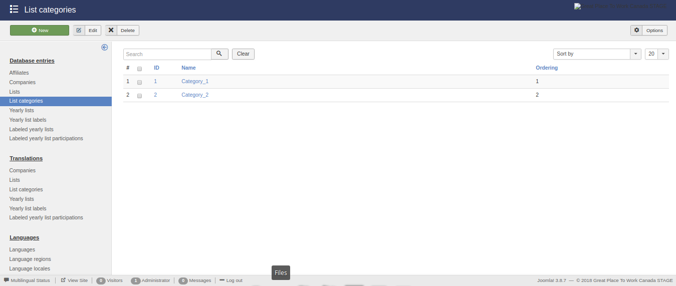 List categories